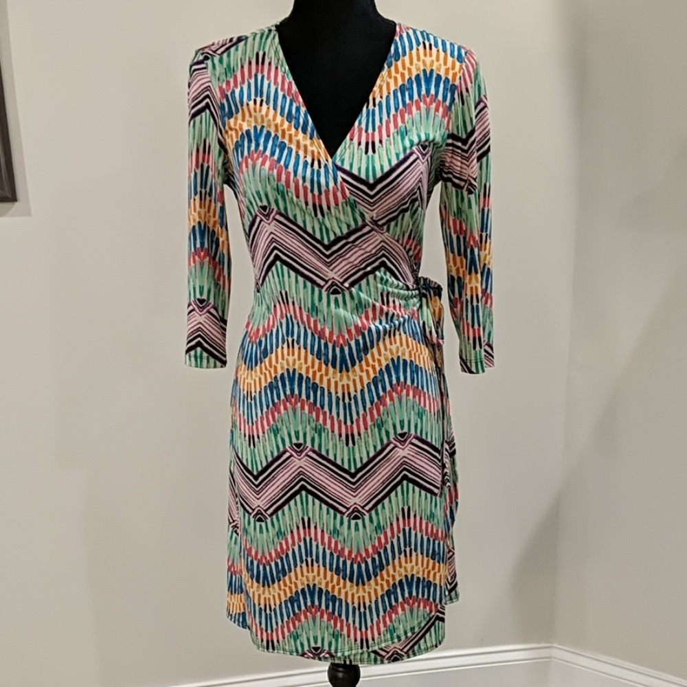 Multicolored wrap dress